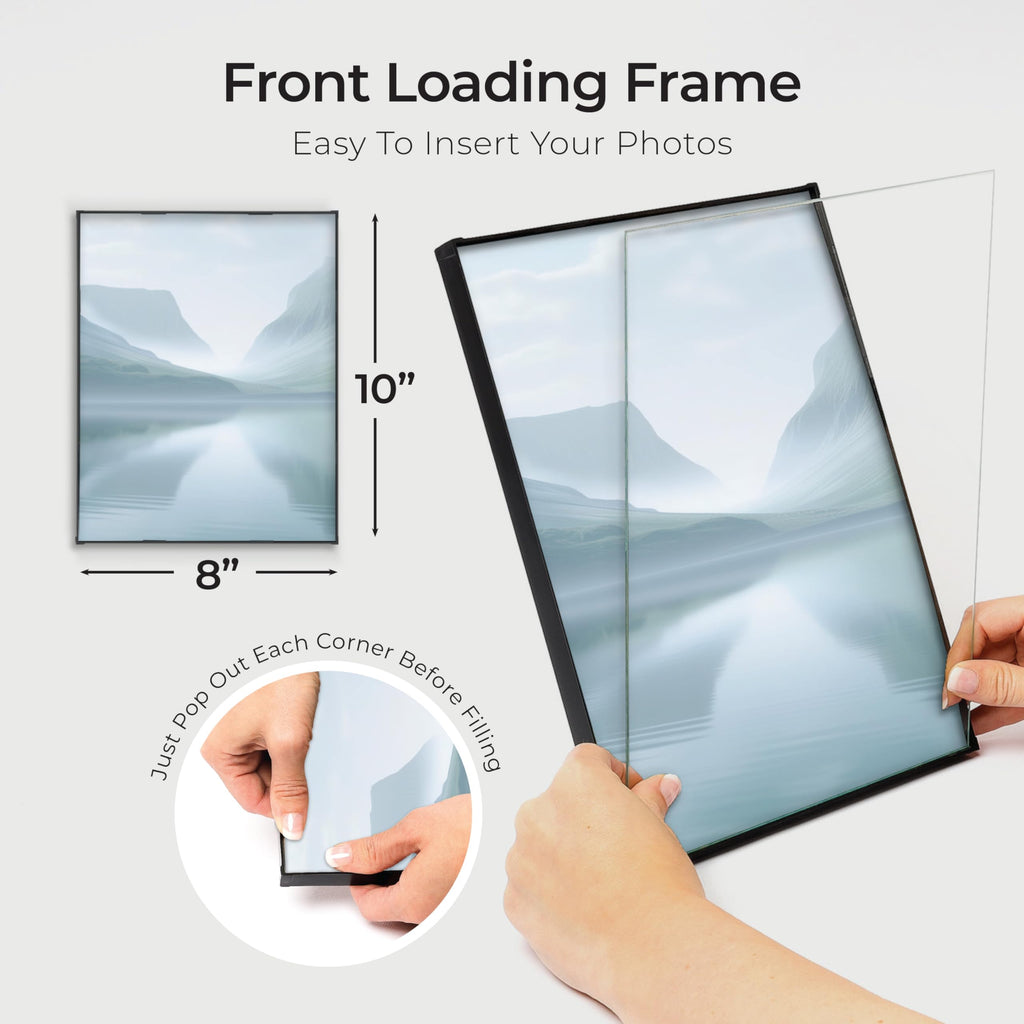 8x10 Picture Frame - Set of 6 - Black Frames, Picture Frames for Wall and Tabletop