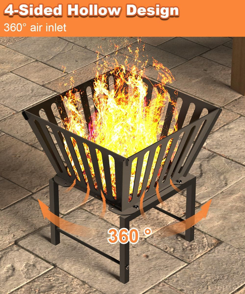 Outdoor Fire Pit - 17 Inch Portable with Storage Bag for Camping, Patio Heating, Picnic and BBQ