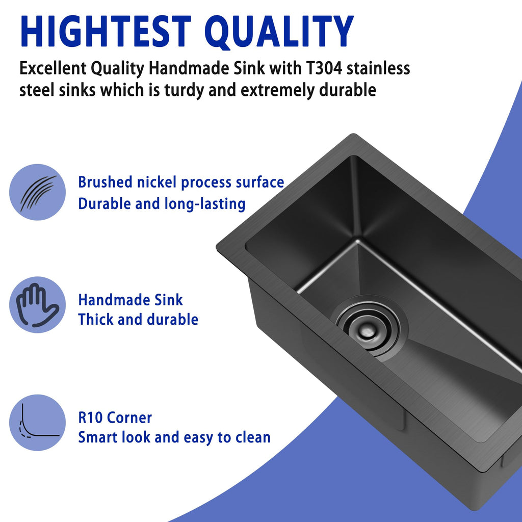 10x18 Inch Undermount Small Bar Sink, Stainless Steel