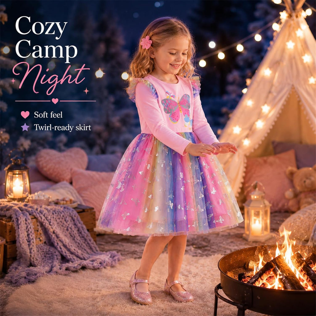 Toddler Girls Dresses Winter Long Sleeve Tutu Party Dress for Girl Xmas Gift