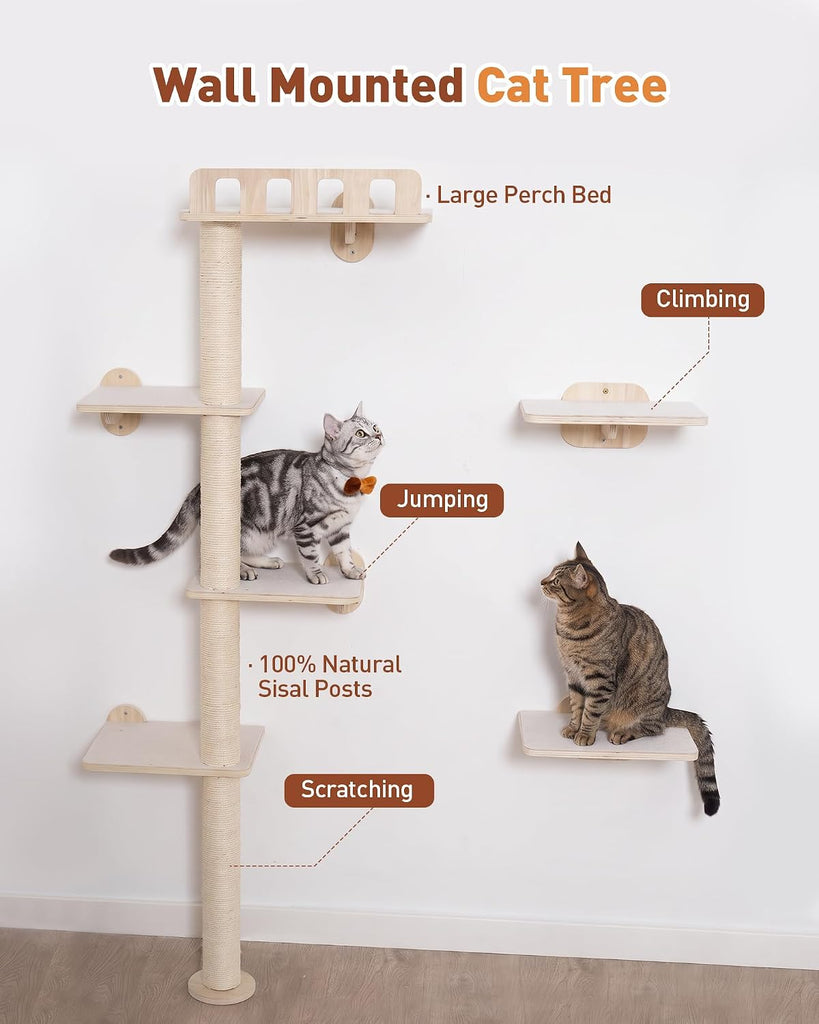 9-in-1 Cat Wall Shelves for Large Cats, Large Cat Bed & Hammock