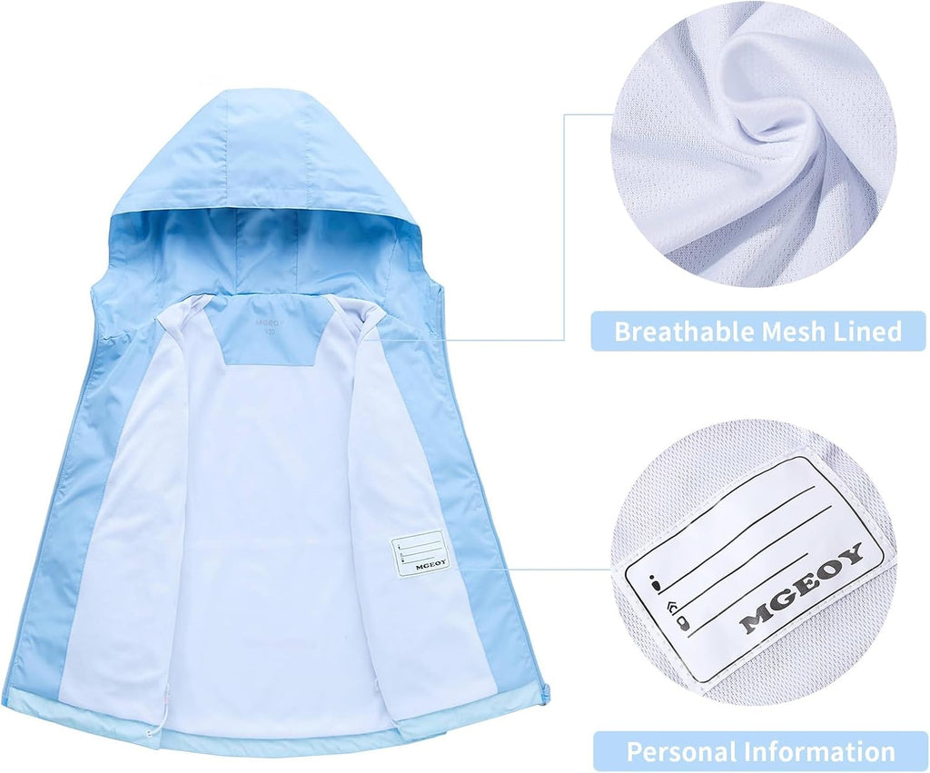 Kids Rain Jackets Waterproof with Hood Lightweight Rain Coats for Girls Boys