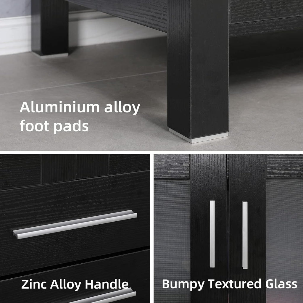 UEV 24" Black Bathroom Vanity with Vessel Sink,Modern Bathroom Vanity Cabinet