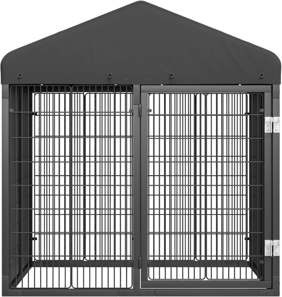 Outdoor Dog Kennel Steel Ideal Dog Fence for Small Dogs Anti-Rust Coating Cage with Roof All Weather Resistant Dog