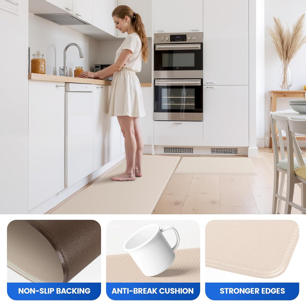 Kitchen Mats for Floor,3PCS Cushioned Soft Kitchen Rugs | Non Slip Anti Fatigue Mats for Floor,Waterproof Kitchen