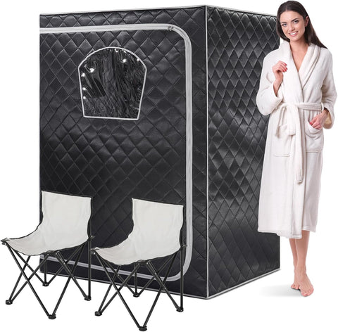 Gollense Portable Infrared Sauna for Home Spa 2 Person Full Size Personal Far Infrared Sauna Box with 2 Foldable