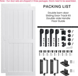 72" x 96" (Double 36" x 96" Doors) Barn Door with 12FT Sliding Door Hardware Kit Included, Assemblel