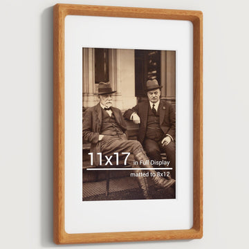 11x17 Picture Frames Natural Teak, Original Wood Hand Make Crafted Diploma Frame with Mat to 8x12 Graduation Picture