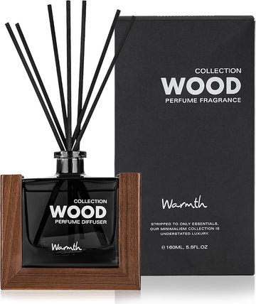 Luxury Reed Diffuser Set with Scented Sticks and Essential Oil Refill in Glass Bottle, Decorative Wooden Frame