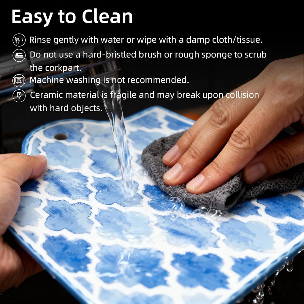Ceramic Trivets for Hot Dishes, Large Trivets for Hot Pots and Pans, Trivets for Quartz Countertops, Hot Pads Gifts - Set of 2