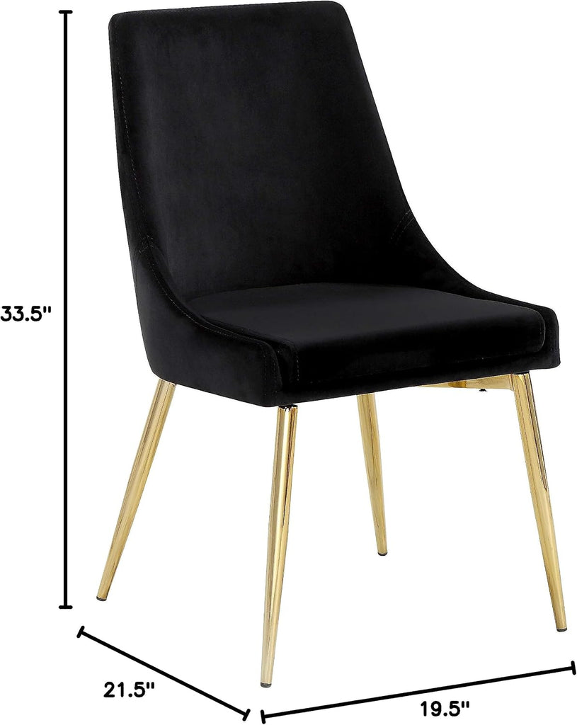 Modern, Contemporary Velvet Upholstered Dining Chair with Sturdy Metal Legs, Set of 2, 19.5" W x