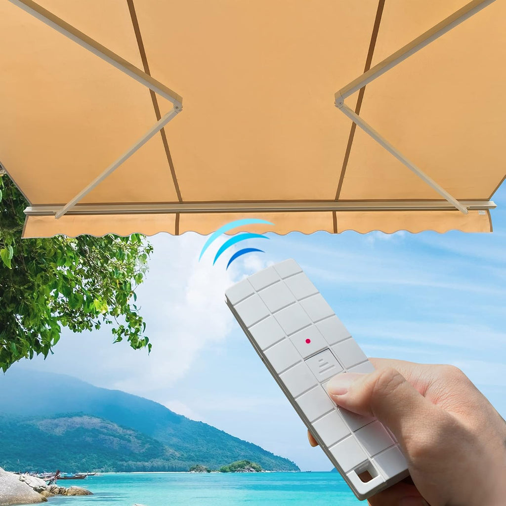12'x10' Patio Awning Retractable, Fully Assembled Motorized Electric Commercial Grade - Quality 100% Dope-Dyed