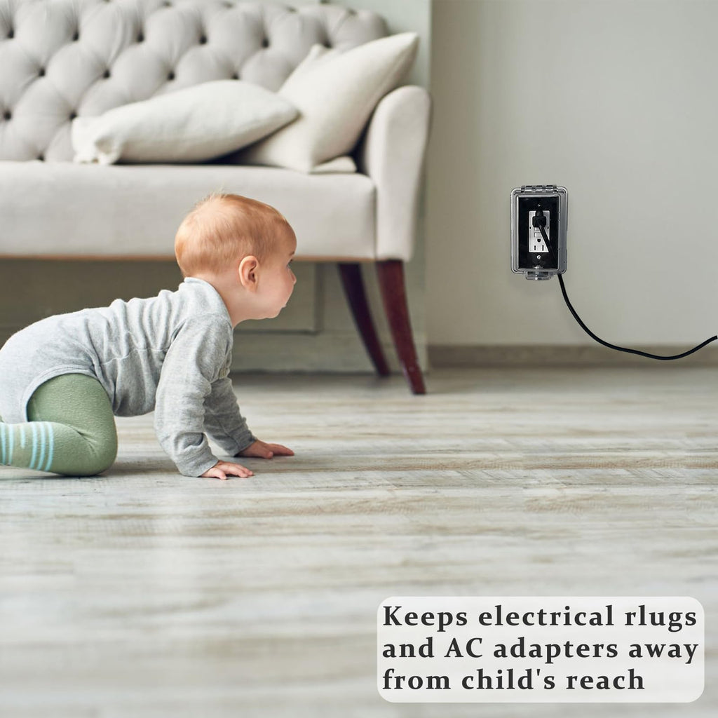 Baby Safety Dual Outlet Cover Box-Key Lock for Much Better Toddler Proofing,Easier Operation, Simple 4 Step Install