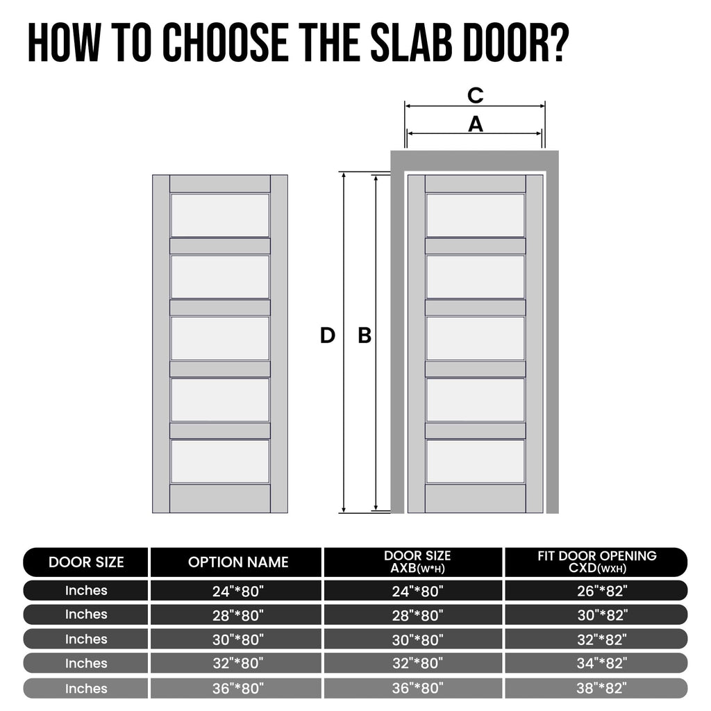 32" x 80" Frosted Glass Door, MDF Solid Core Interior Door Slab