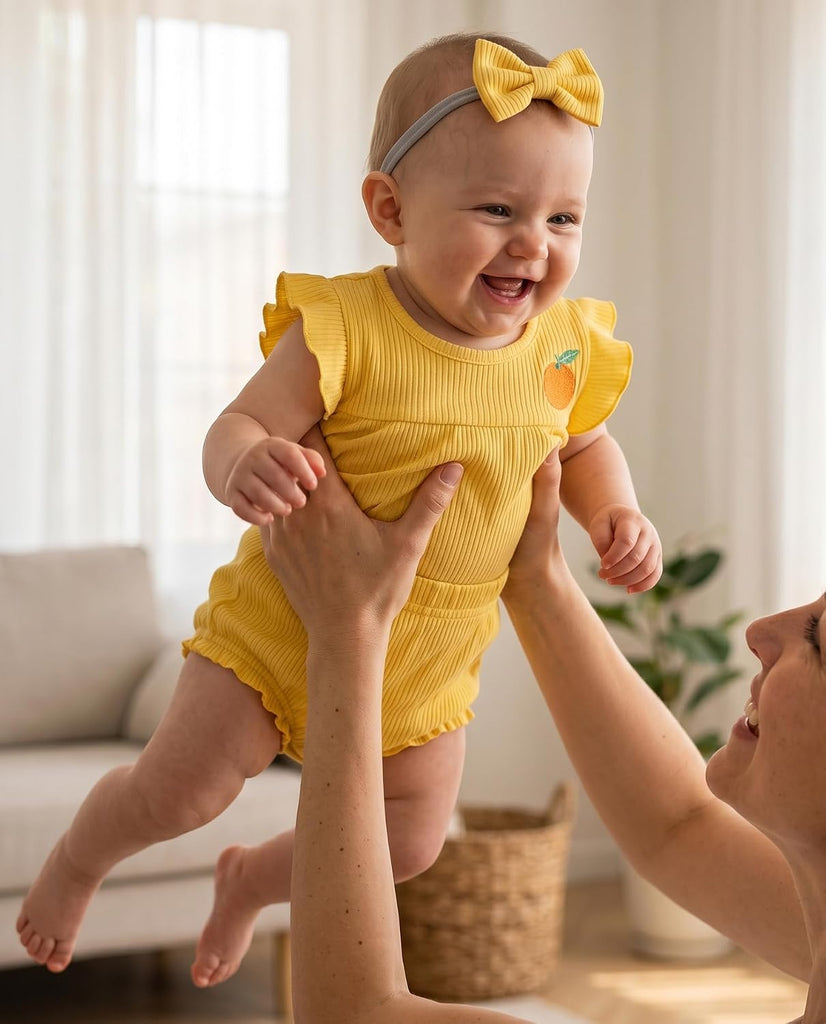 Newborn Baby Girl Summer Clothes 3 Piece Cotton Top and Bloomer Shorts Clothing Set