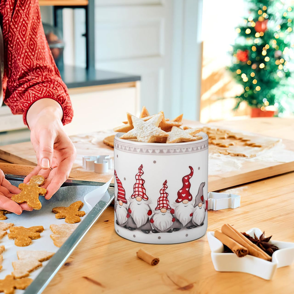 Gnome Cookie Jar 5 X 7 Inch Christmas Cookie Jars with Lids Ceramic Gnome Canister Tabletop Candy Dish Airtight Food