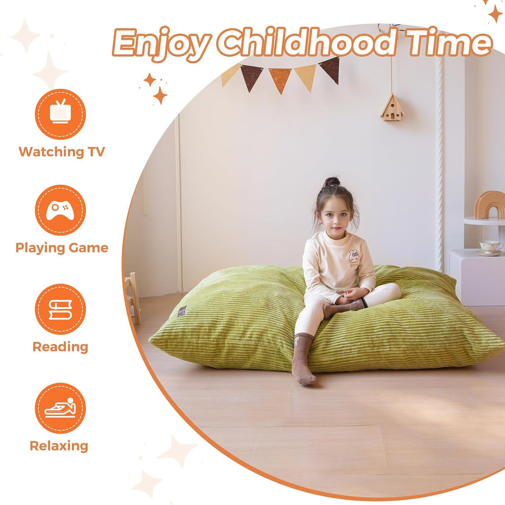 3 in 1 Kids Bean Bag Chair, Comfy Floor Sofa with Removed Cover