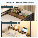 Triple Bunk Bed with Storage Staircase, RGB Lights & Charging Station, Twin Over Twin