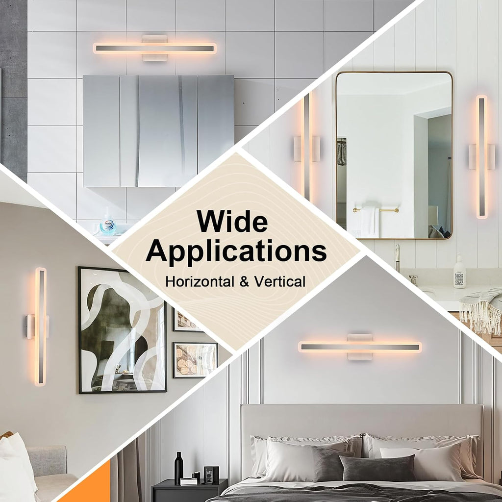 28W Modern Vanity Lights 24.0 Inch LED Vanity Bar Light 5CCT Dimmable Brushed Nickel Wall Sconces LED Bathroom