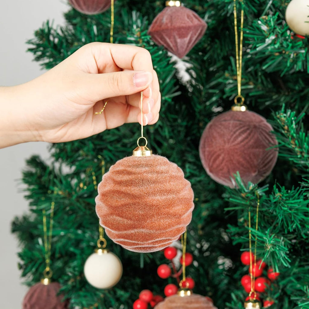 35PCS Velvet Christmas Balls - Shatterproof Christmas Ball Decorations - Neutral Christmas Ornaments Set - 10 Styles