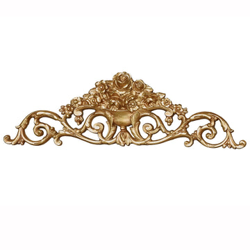 Giovana Aged Gold Acanthus Leaves and Roses Wall Topper - Picture Enhancements - Wall Decor Hanging