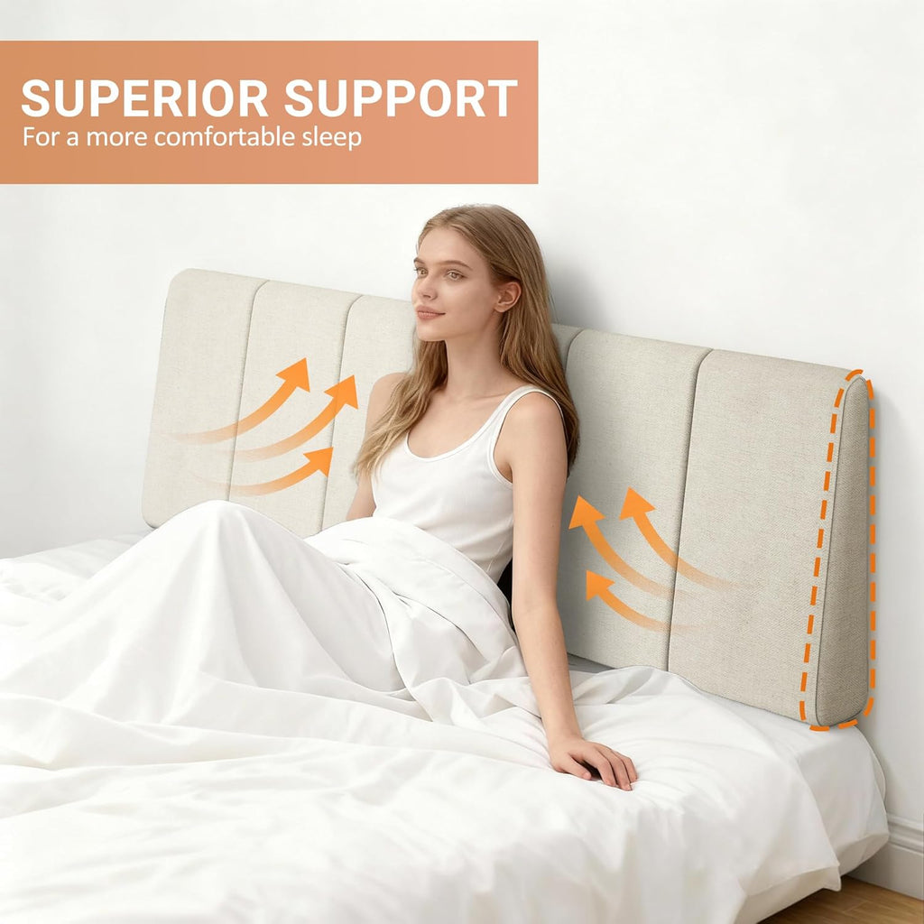 Queen Headboard Only-No Assembly, Upholstered Headboard Queen Linen Fabric Modern Style Headboards Extra-Thick, Beige