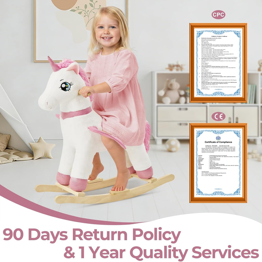 Unicorn Baby Rocking Horse for Kids 3-6 Years, Rainbow Fairy Unicorn Rocking Horse, Stuffed Ride-on Animal Rocker