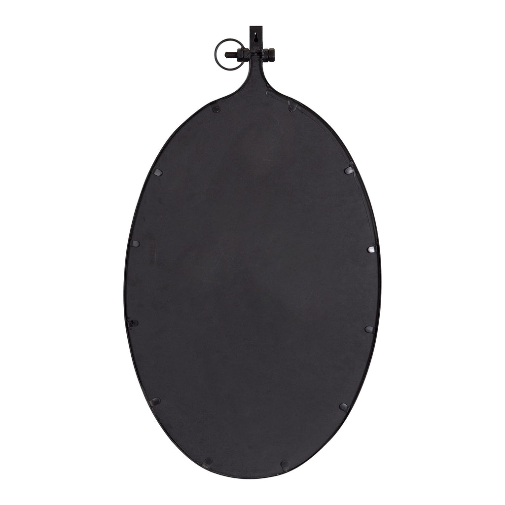 Yitro Traditional Oval Metal Framed Wall Mirror; 20 x 34; Black; Industrial Accent Mirror for Farmhouse Decor