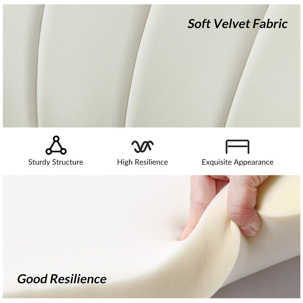 Modern Loveseat Sofa with Flower Shaped Backrest, Ivory