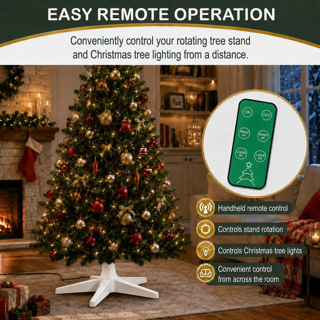 Rotating Christmas Tree Stand with Remote, 360 Spin (White)