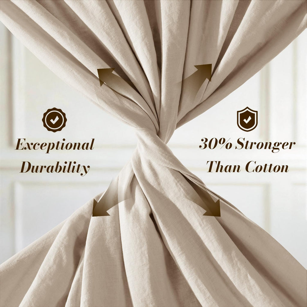 100% French Pure Linen Queen Sheets, Breathable and Durable Linen Bed Sheets, Anti-Tear, Machine Washable, 16 Inch