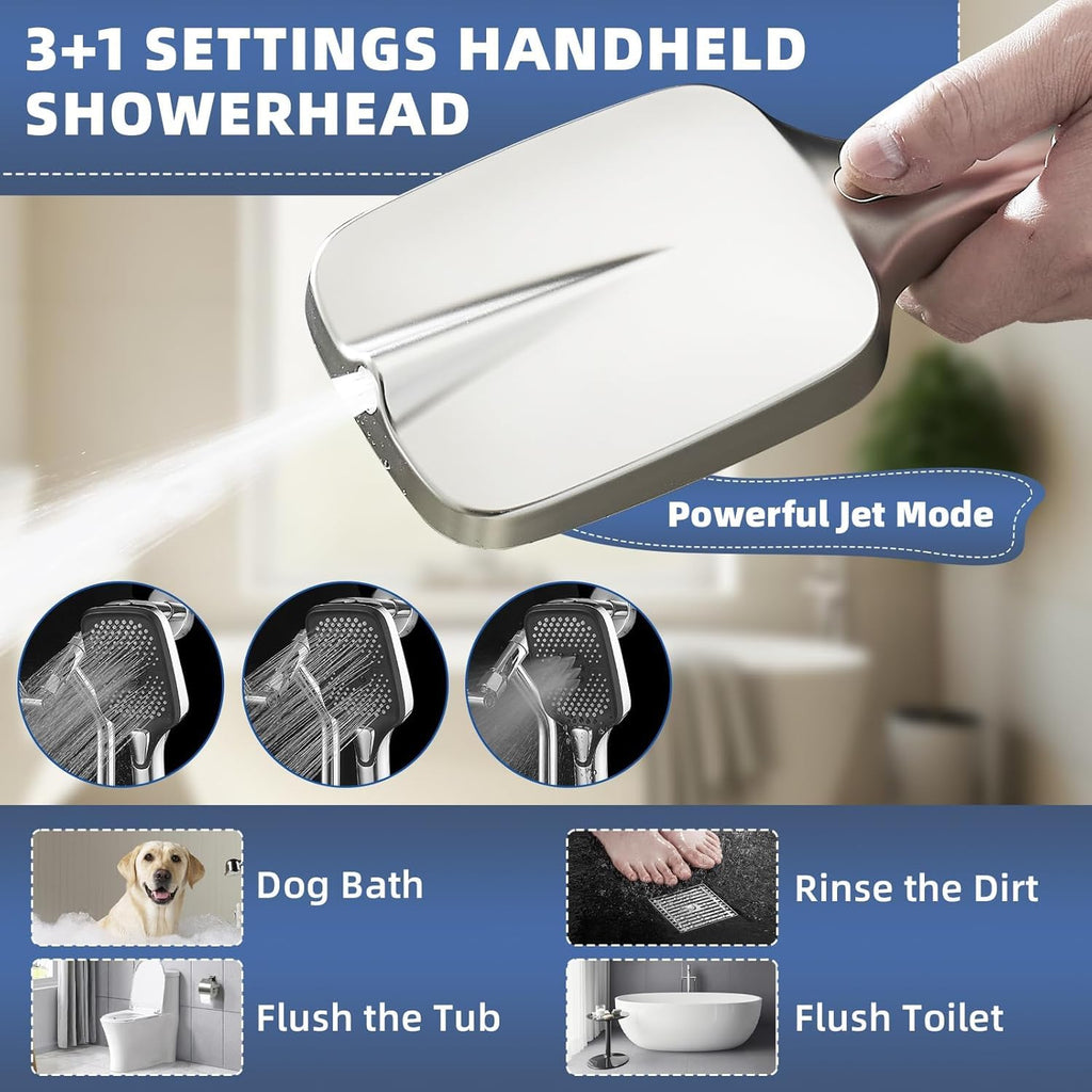 14" Wide Rain Shower Head with Handheld, Full Body Coverage, Chrome