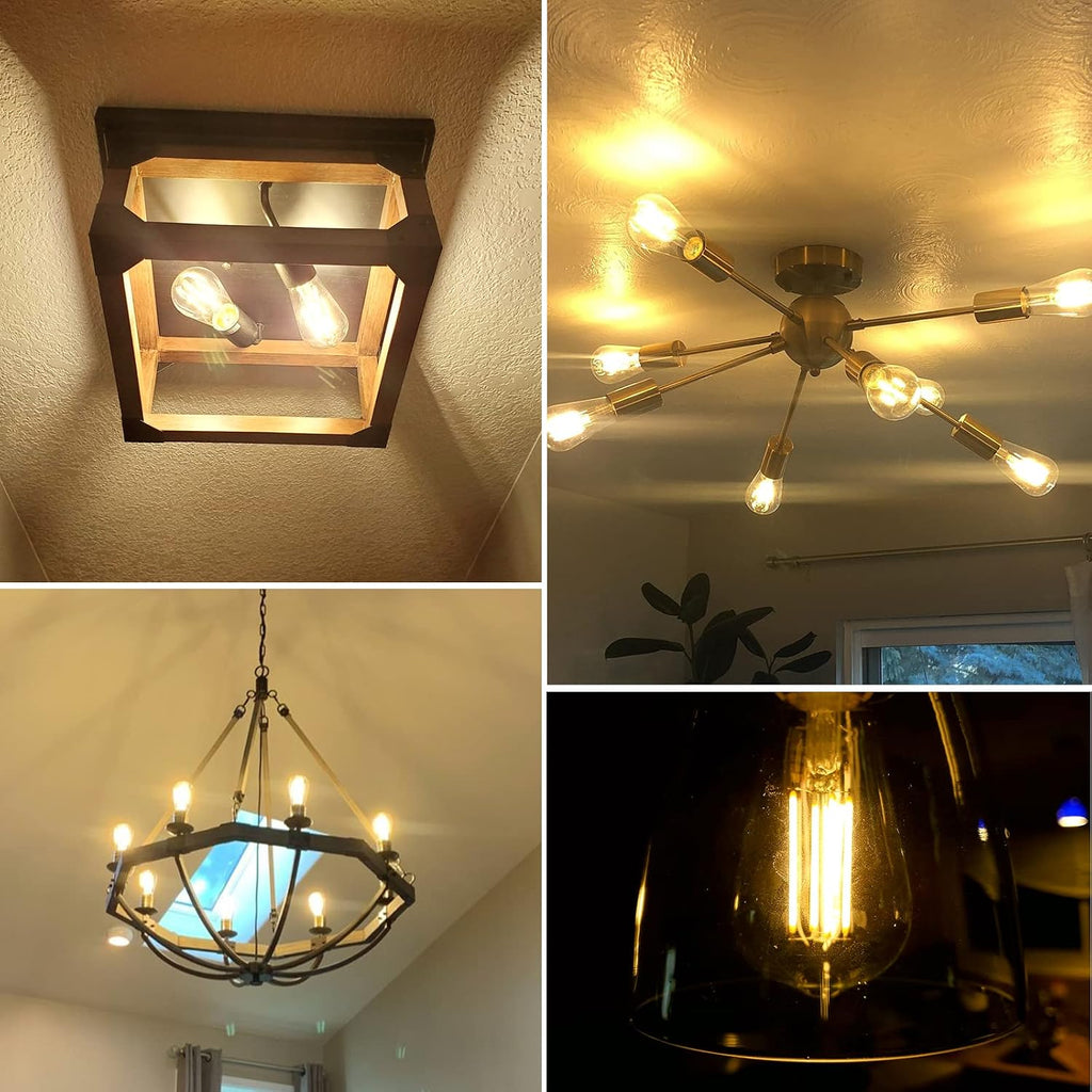 LED Light Bulbs Dimmable Vintage Edison Bulb, E26 LED Bulb 60W Equivalent 720 Lumens, Warm White 2700K, ST58 Antique