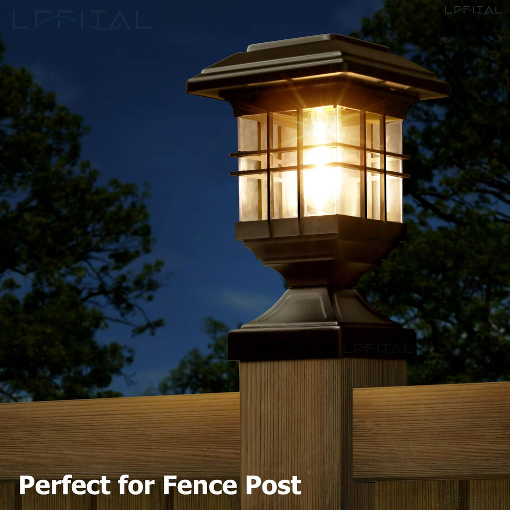 4x4 Post Solar Lights Solar Post Cap Lights Outdoor Metal 2 Pack