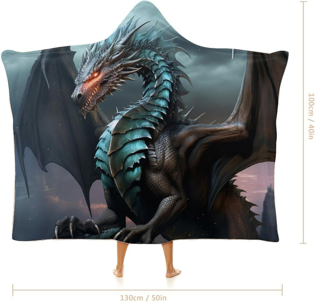 Cool Dragon Wearable Blanket Hoodie for Adults Oversized Fleece Hooded Sweatshirt Blanket Soft Cozy Wrap