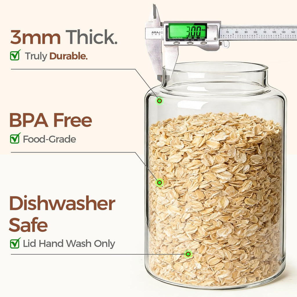 Flour Storage Containers with Acacia Wood Lids 1Gallon 2Pack