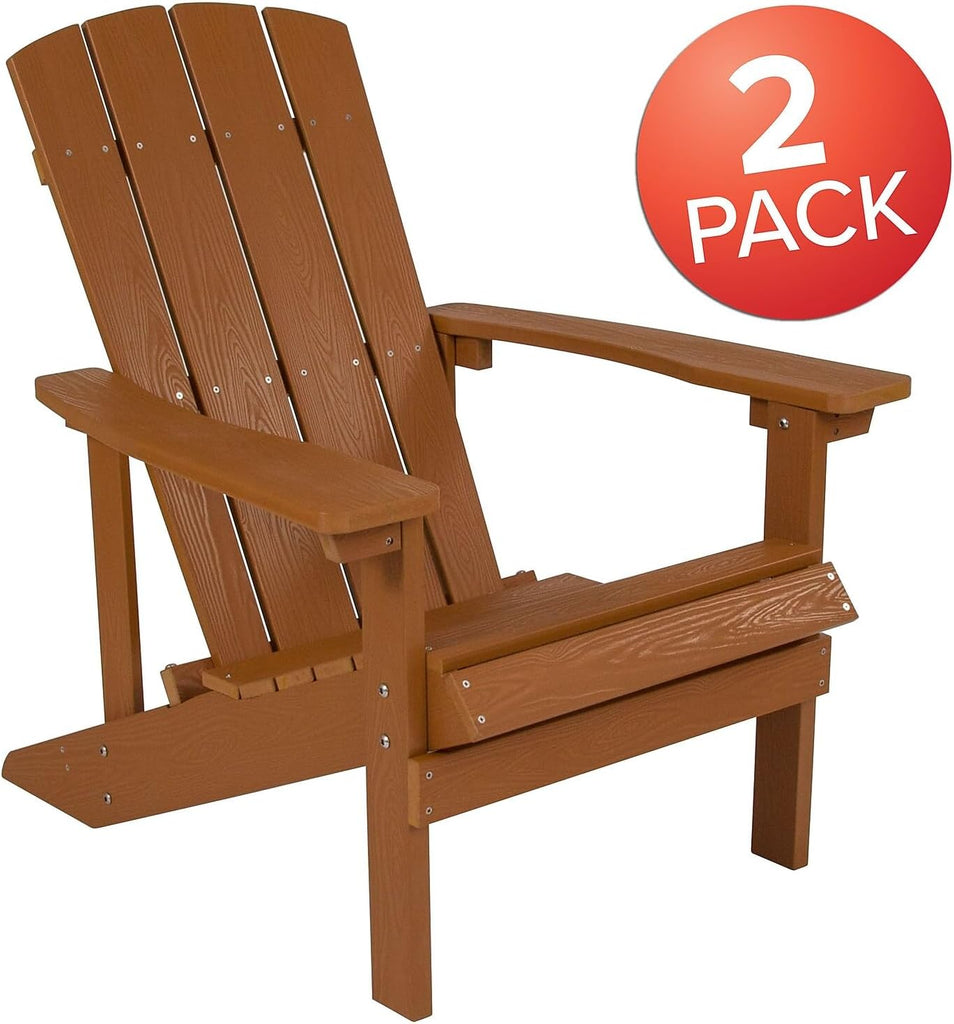 Charlestown Poly Resin Adirondack Chair - Teak - All Weather - Indoor/Outdoor - Set of 2 | All-Weather