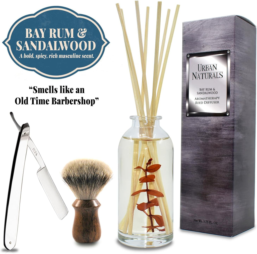 Reed Diffuser Set, Bay Rum & Sandalwood - Bathroom Décor - Set of 375