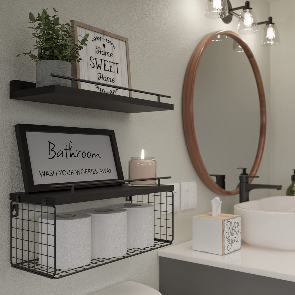 Floating Shelves Decor Art, Modern Black