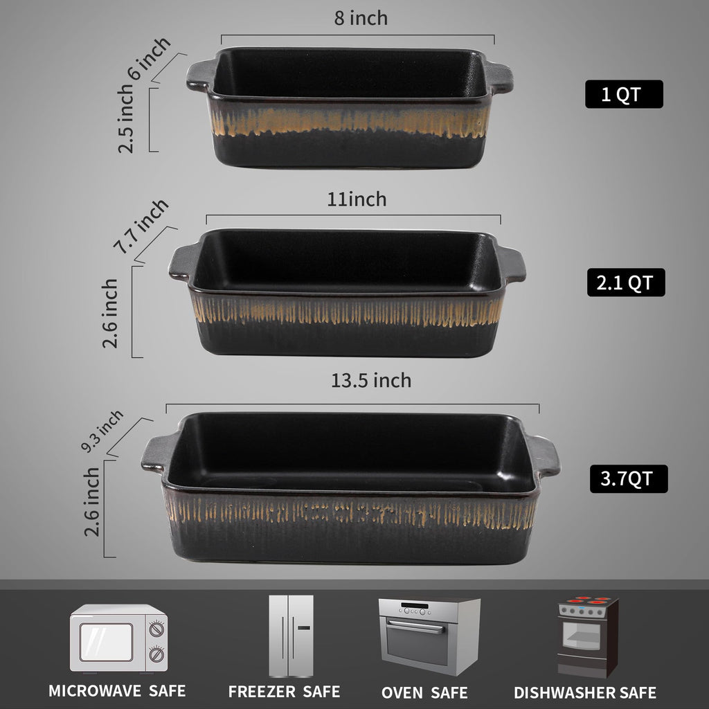 Bakeware Set, Ceramic Baking Dish, Rectangular Baking Pans Set, Casserole Dish for Cooking, Cake Dinner, Kitchen 9 x