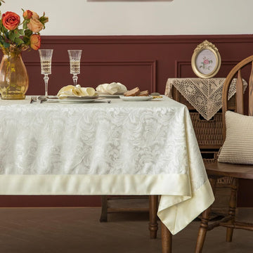 Emboss Style Textured Tablecloth Waterproof Solid Bordered Retro Tablecloths Classic Luxurious Washa
