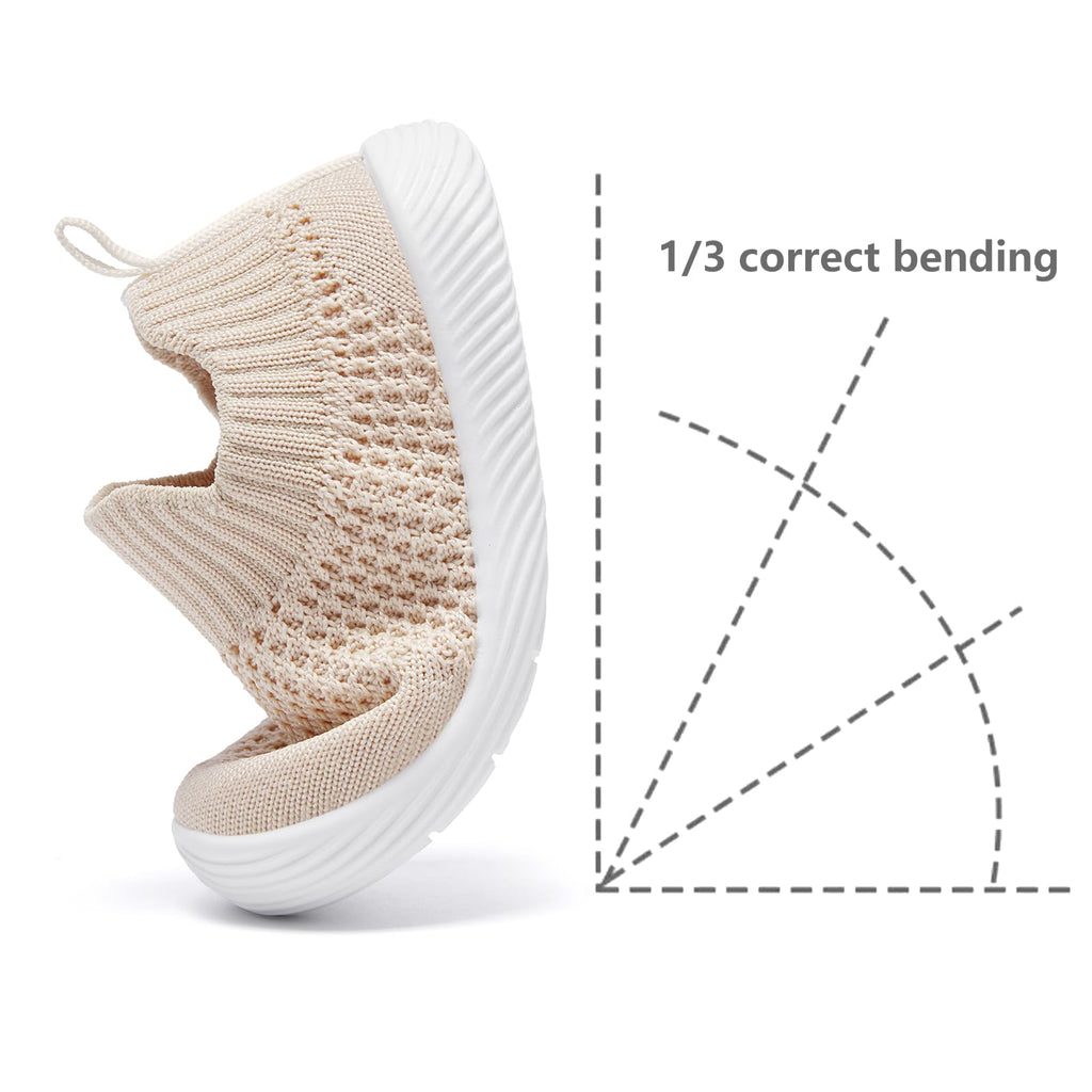Toddler Shoes Baby Walking Sock Shoes Non-Slip Breathable Boys & Girls Sneakers Infant Tennis Shoe Khaki