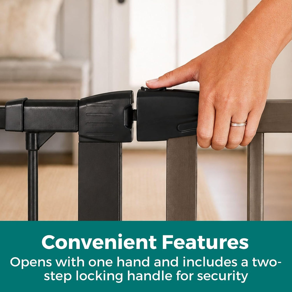 Washed Wood Walk-Thru Pet Gate; 29.8-40.5" Wide, 30" Tall, Gray