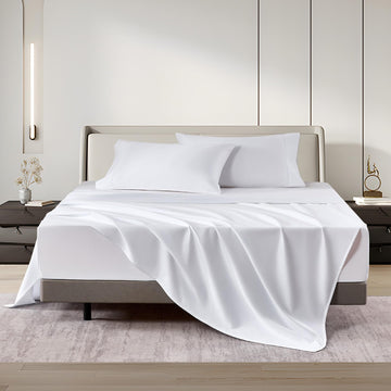 100% Cotton Sateen Sheet Set Full Size White - 4 Piece Set