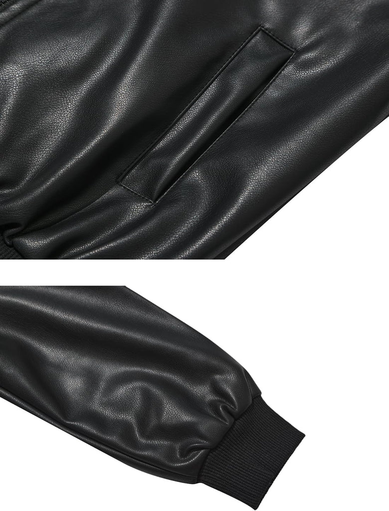 Boys Faux Leather Jacket Lightweight Bomber Coats
