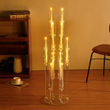 10Pcs Acrylic Candelabra Centerpiece,10 Arm Floor CandelabrasShade Pillar Taper Candlestick for Tables Dinner Party