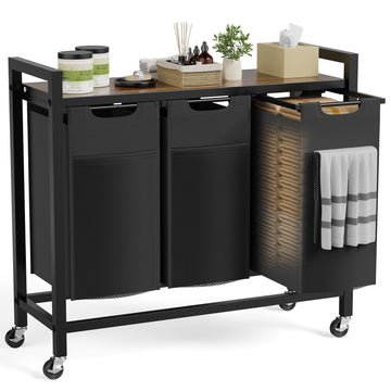 Laundry Hamper Sorter, Rolling Laundry Basket, 3 x 10.6 Gal