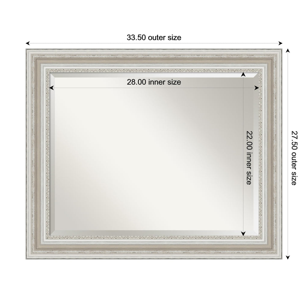 Silver Bathroom Mirror for Over Sink, 28x34 Parlor Silver Rectangle Vanity Mirror, Large Traditional Frame, Hangs