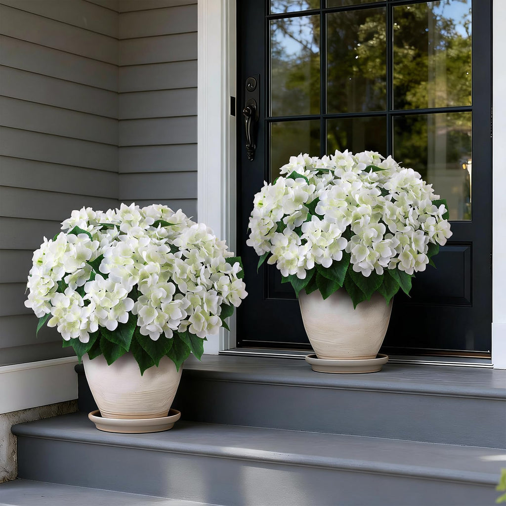 2 Sets Artificial Flower Topiary Ball Trees for Porch (White)