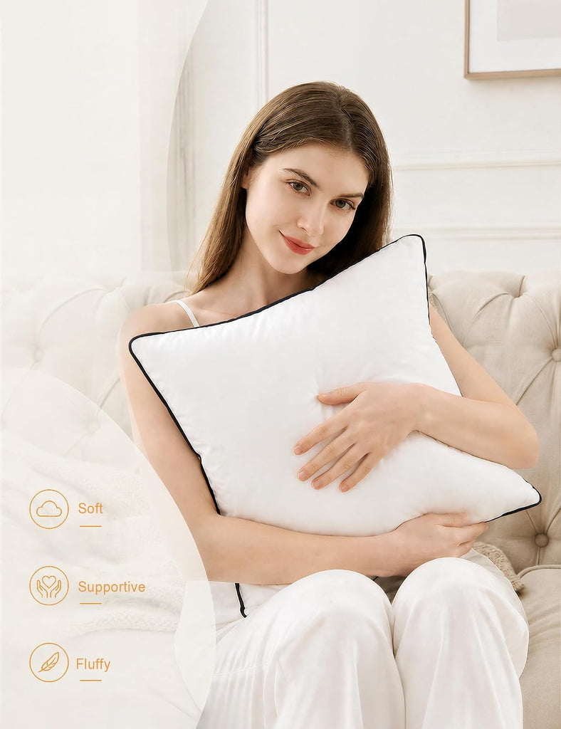 Organic Feathers Down Pillow Insert 22x22 - Set of 2